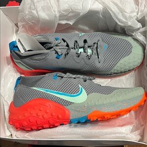 Nike Gray and Red Trail Sneakers